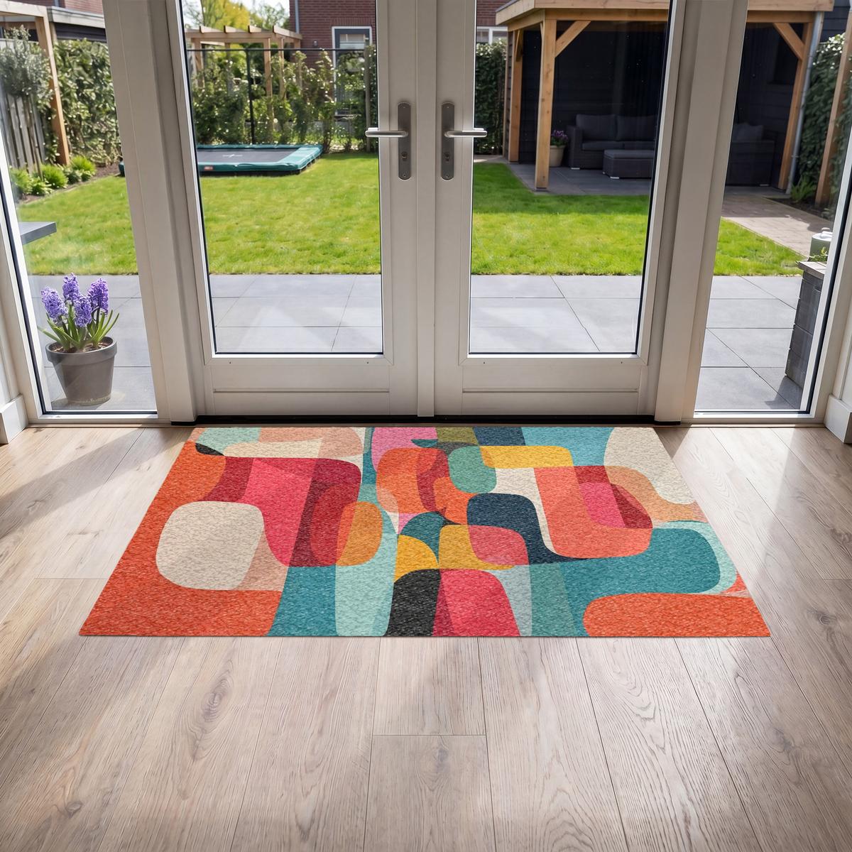 FUSSMATTE Formen - Bunt - Abstrakt - Flugzeuge Sauberlaufmatte 150x90 cm - Multicolor, Kunststoff (150/0.4cm) - MuchoWow