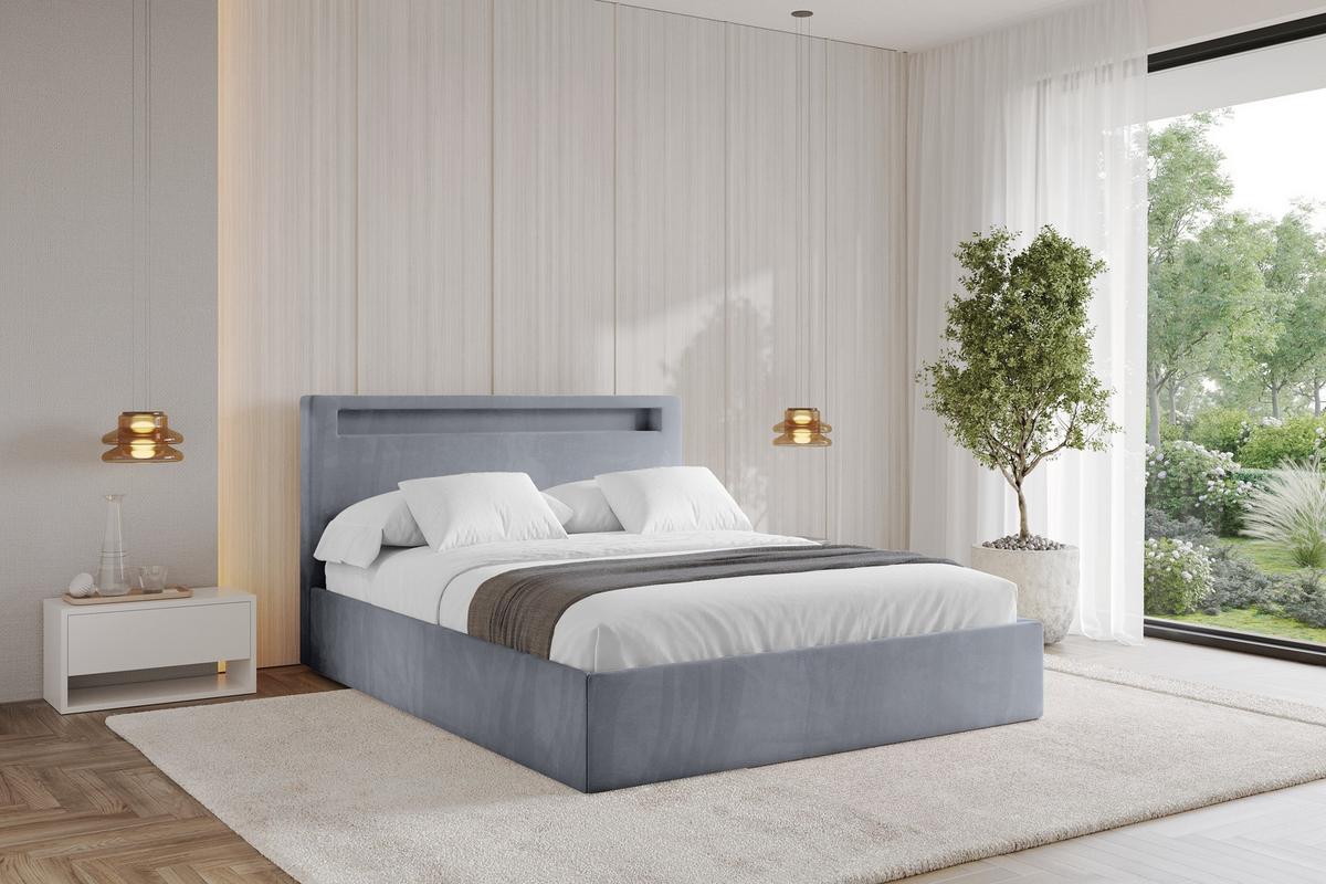 POLSTERBETT mit Bettkasten und Lattenrost, Boxbett ohne Matratze - GOLA 140x200 Grau - Grau, Holzwerkstoff/Textil (140/200cm) - ALTDECOR