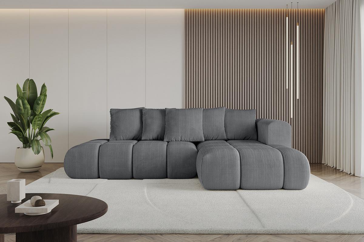 ECKSOFA Ottomane Rechts CLOUD-L-v1 280x185x90 Dunkelgrau Cord - Dunkelgrau, Holzwerkstoff/Kunststoff (185/280cm) - ALTDECOR
