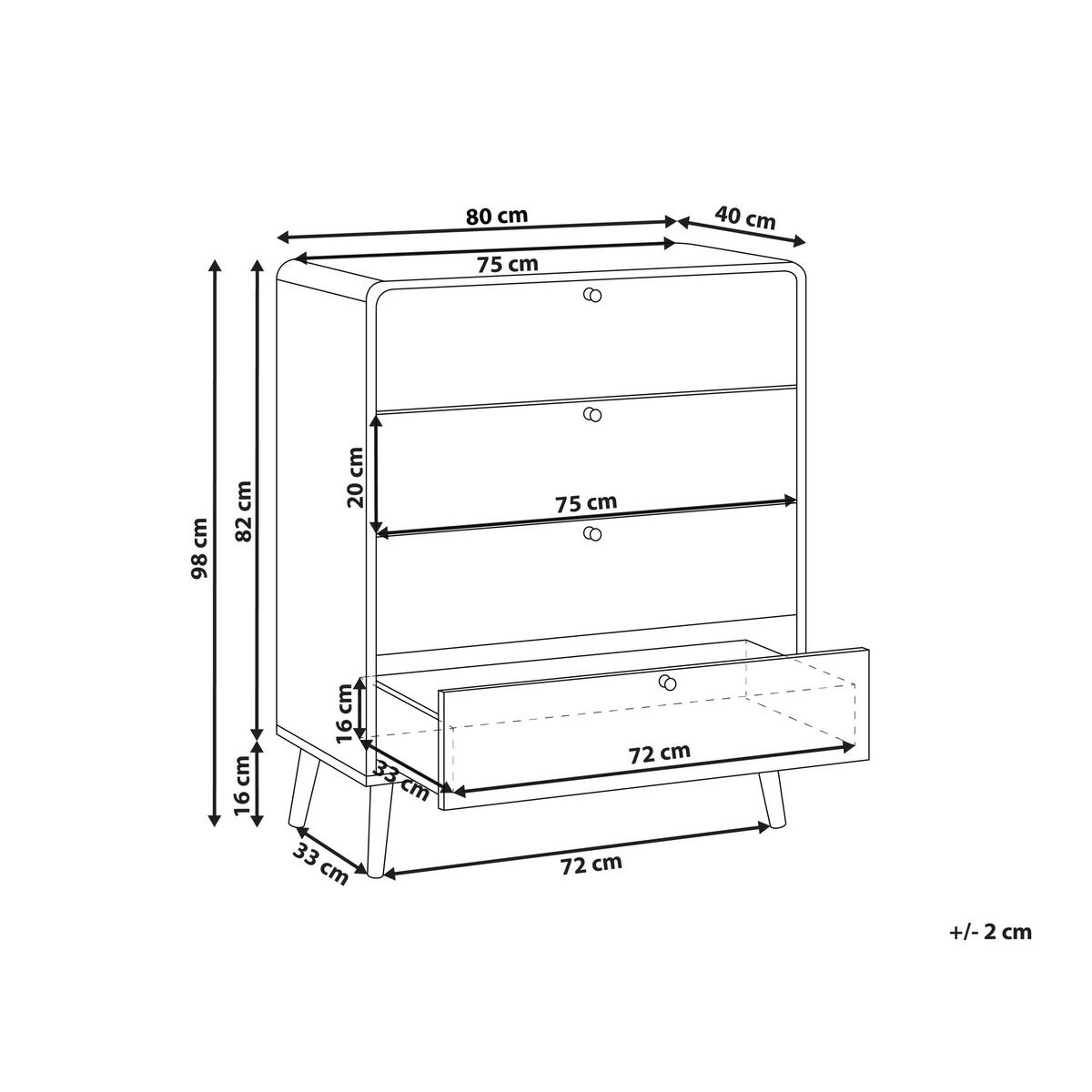 KOMMODE mit 4 Schubladen Schwarz Moura - Schwarz, Holzwerkstoff (80/98/40cm) - Beliani