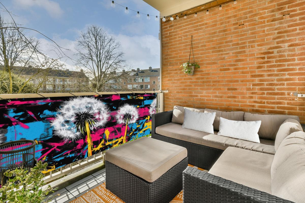 BALKON-SICHTSCHUTZ Straßenkunst - Bunt - Wand Windschutz 300x100 cm - Schwarz, Kunststoff (300/100cm) - MuchoWow