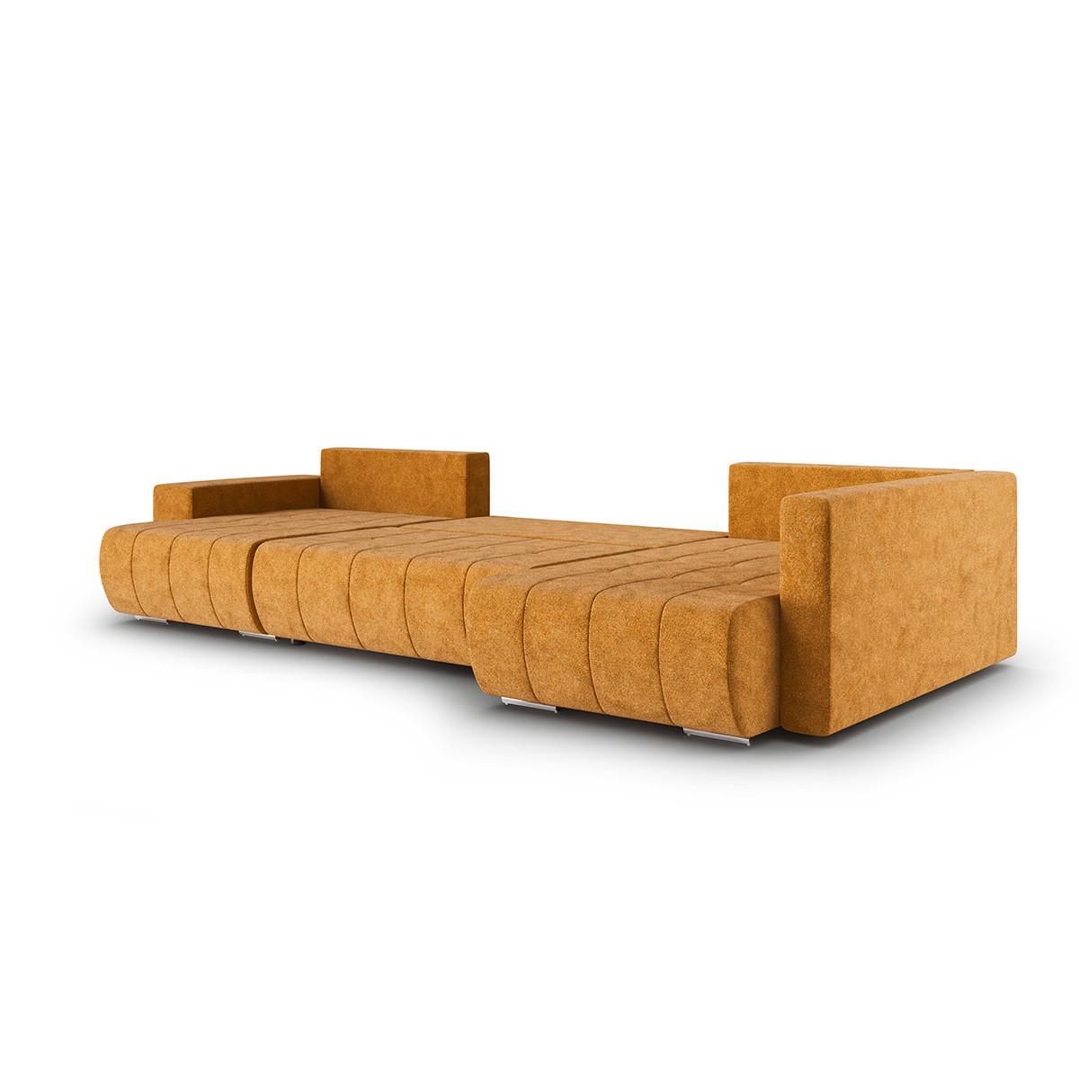 PANORAMASOFA Sergio 5 Sitzplätze Senf - Gelb, Holz (392/82/185cm) - Petits-meubles