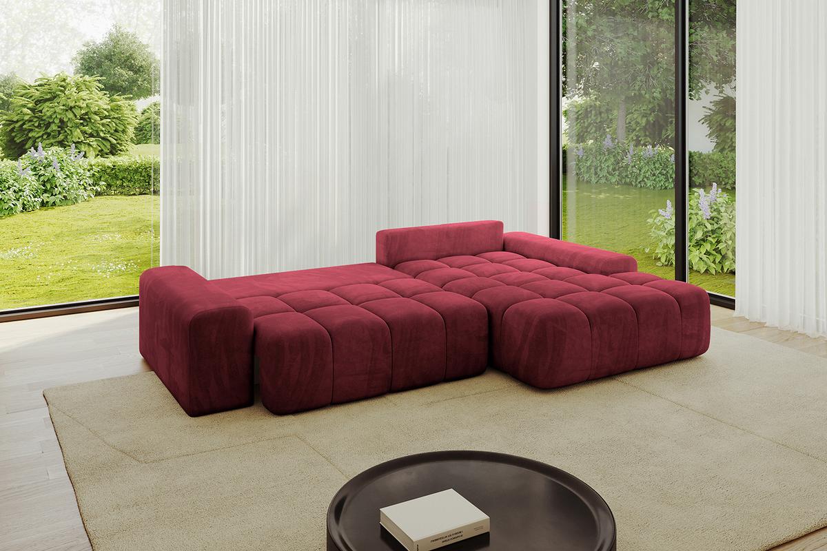 ECKSOFA Ottomane Rechts ENSI-L - 267x164x69 cm Bordeaux - Bordeaux, Holzwerkstoff/Kunststoff (164/267cm) - ALTDECOR