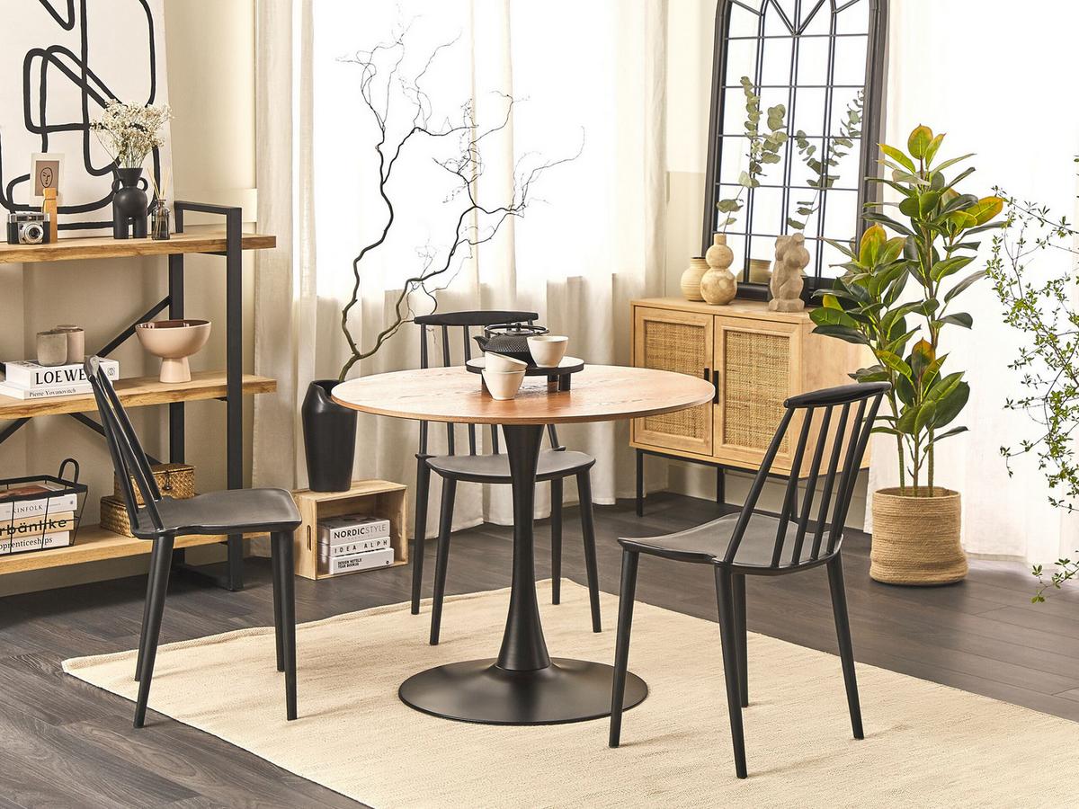 ESSTISCH 90/90/74 cm Hellbraun, Schwarz Rund Boca - Hellbraun, Holzwerkstoff (90/90/74cm) - Beliani
