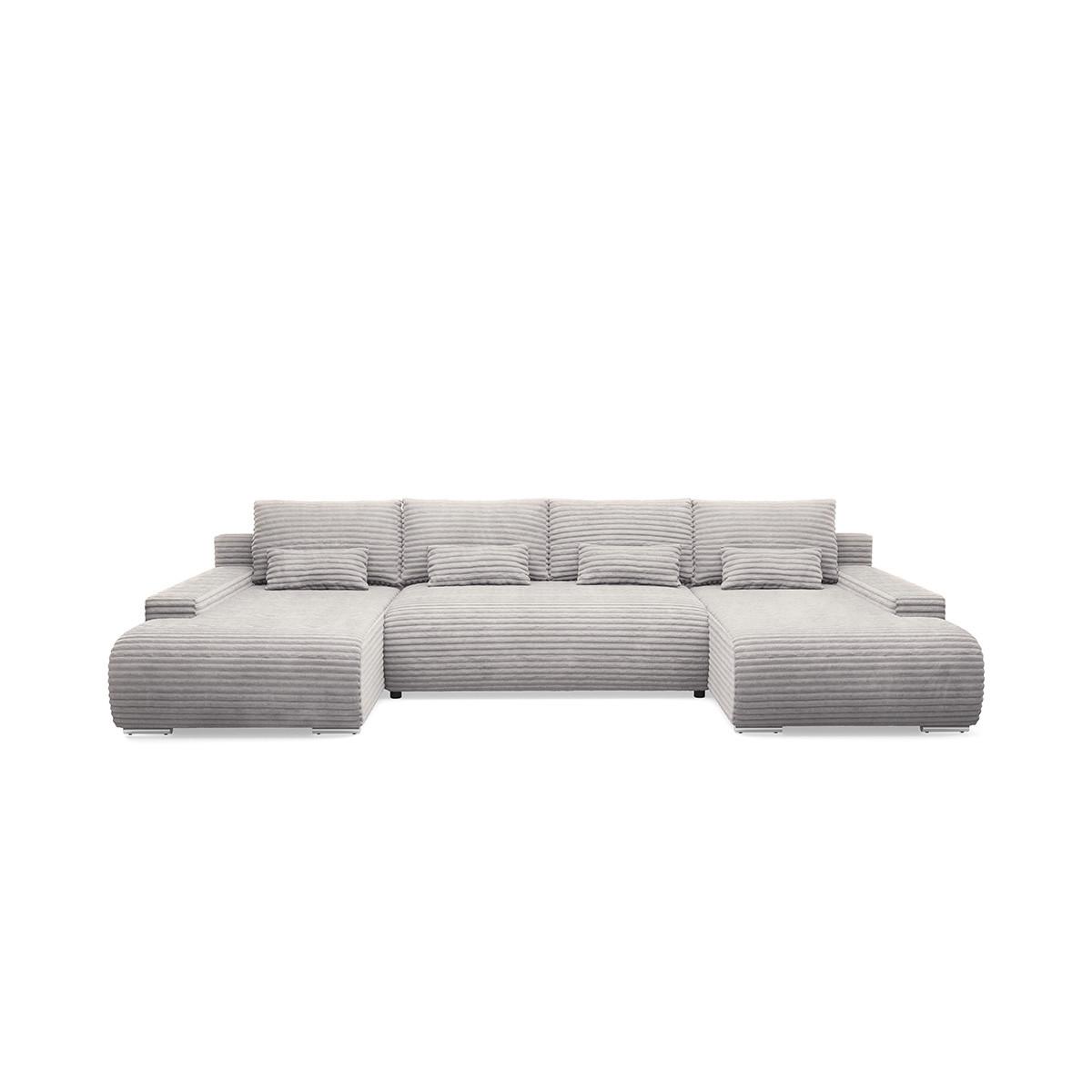 PANORAMASOFA Ivana 4 Sitzplätze Hellgrau - Hellgrau, Holz (350/85/172cm) - Petits-meubles