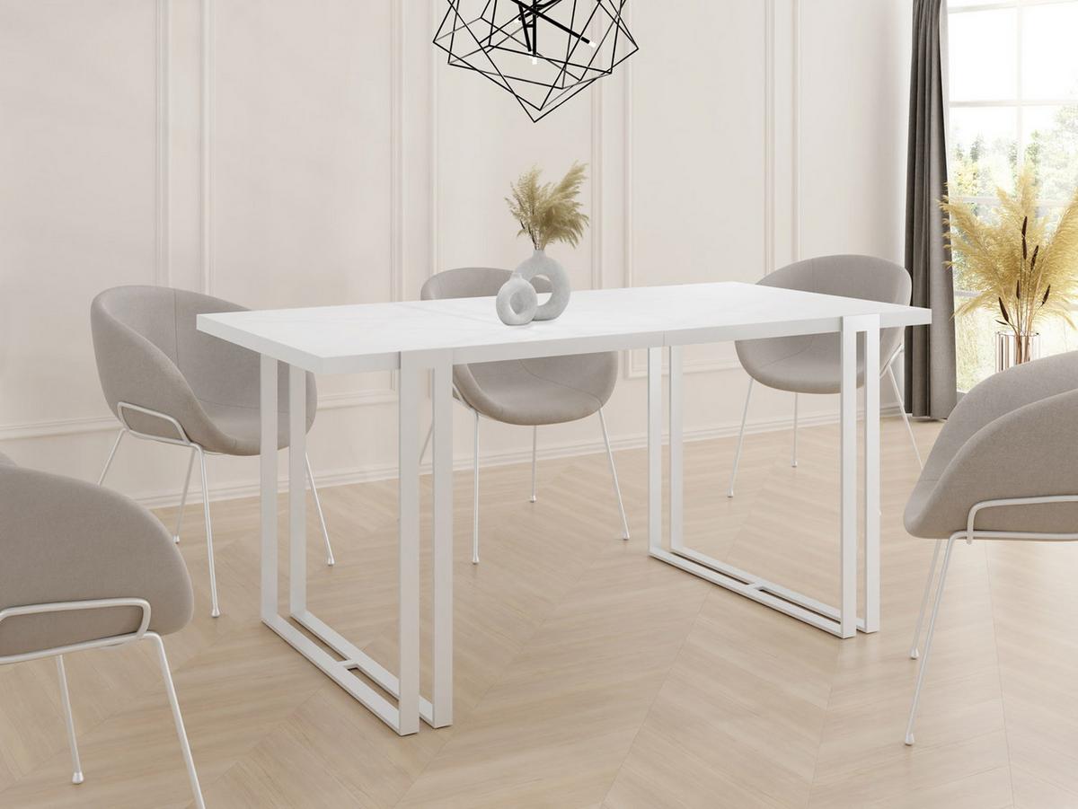 ESSTISCH Lilo rechteckig ausziehbar, Weiß 140-240/80/76 cm - Weiß, Holzwerkstoff/Metall (80/240/76cm) - WFL GROUP