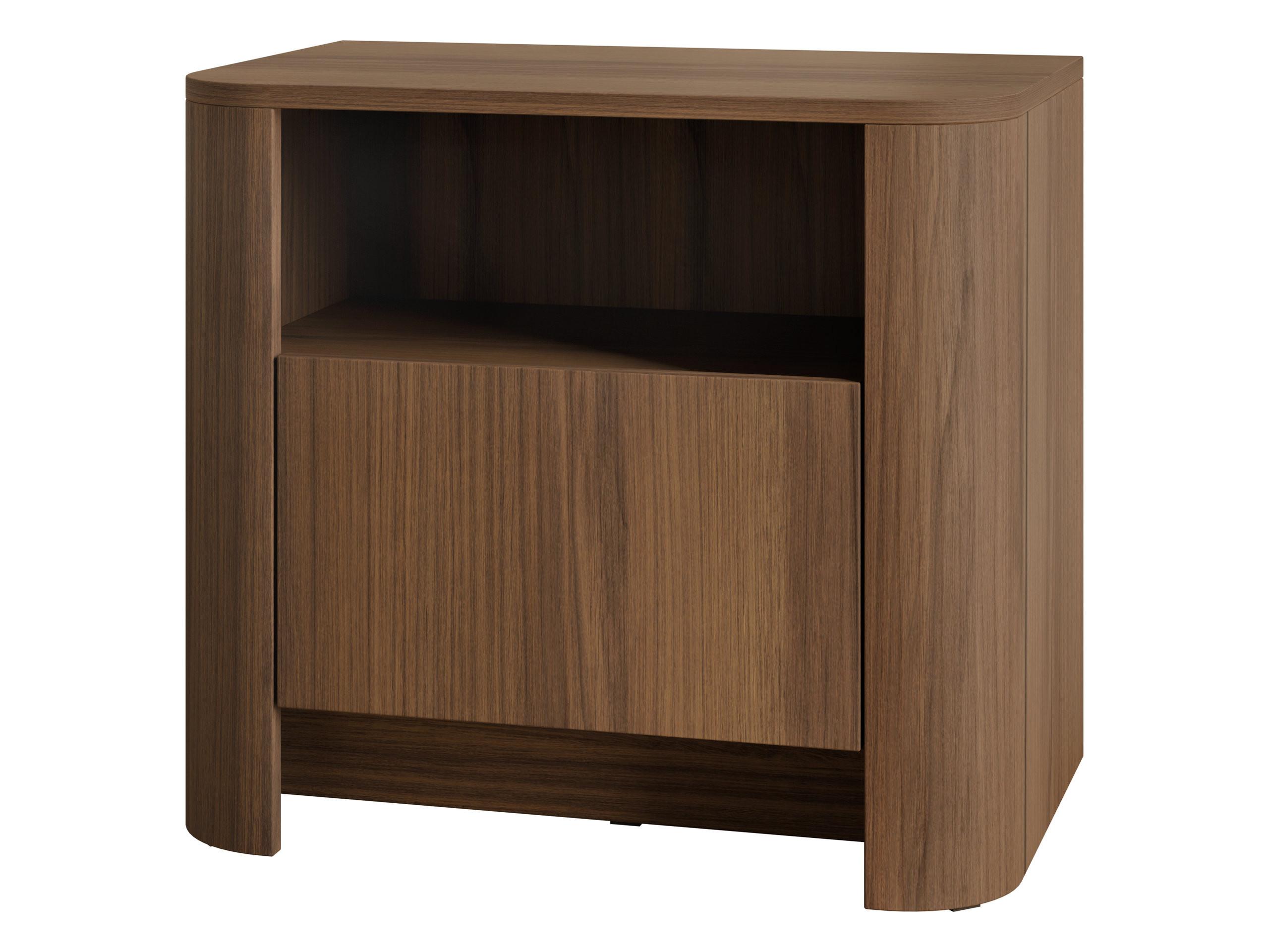 NACHTTISCH Bari S58 - Nussbaumfarben/Schwarz, Holzwerkstoff/Kunststoff (58/52/39cm) - MIRJAN24