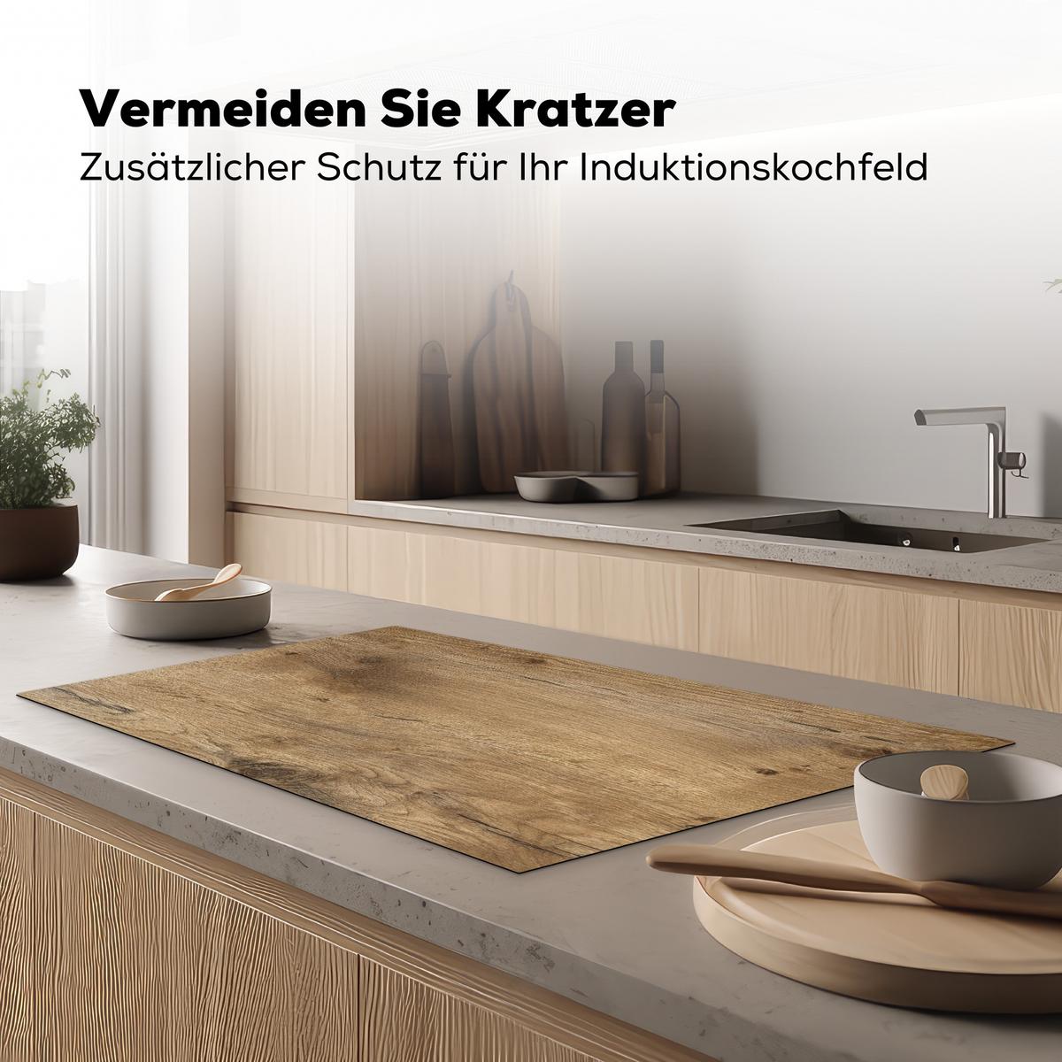 HERDABDECKPLATTE Holz - Braun - Holzoptik Induktionsschutz 91.2x52 cm - Eichefarben, Kunststoff (91.2/52/0.2cm) - MuchoWow