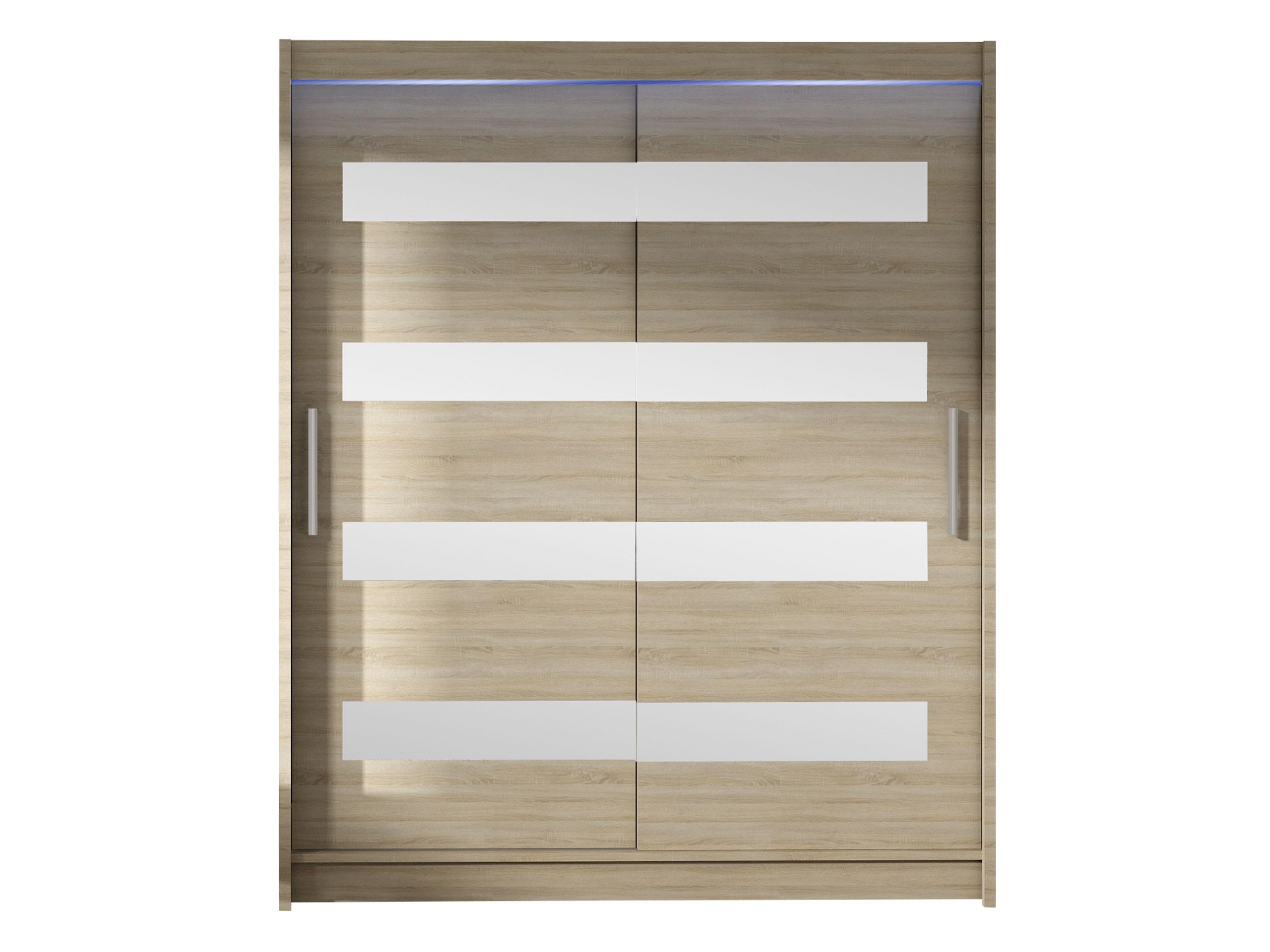 SCHWEBETÜRENSCHRANK Westa XIII, mit RGB LED Beleuchtung - Silberfarben/Sonoma Eiche, Holzwerkstoff/Metall (150/200/58cm) - MIRJAN24