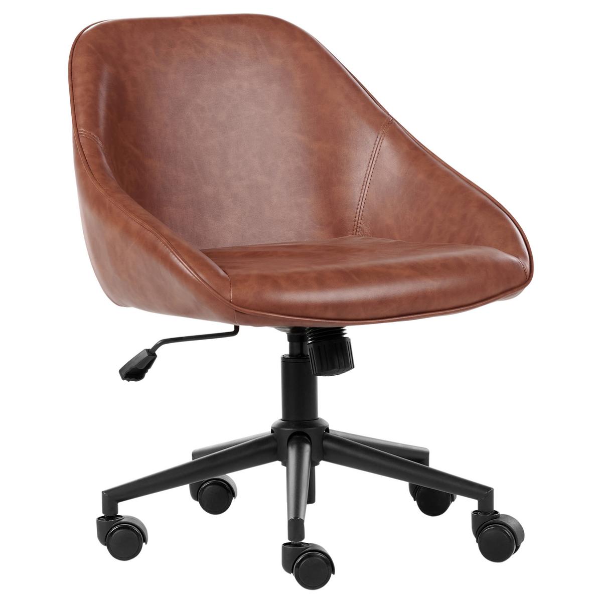 SCHREIBTISCHSTUHL Kunstleder Braun Bardsdale - Braun, Kunststoff (60/77/60cm) - Beliani