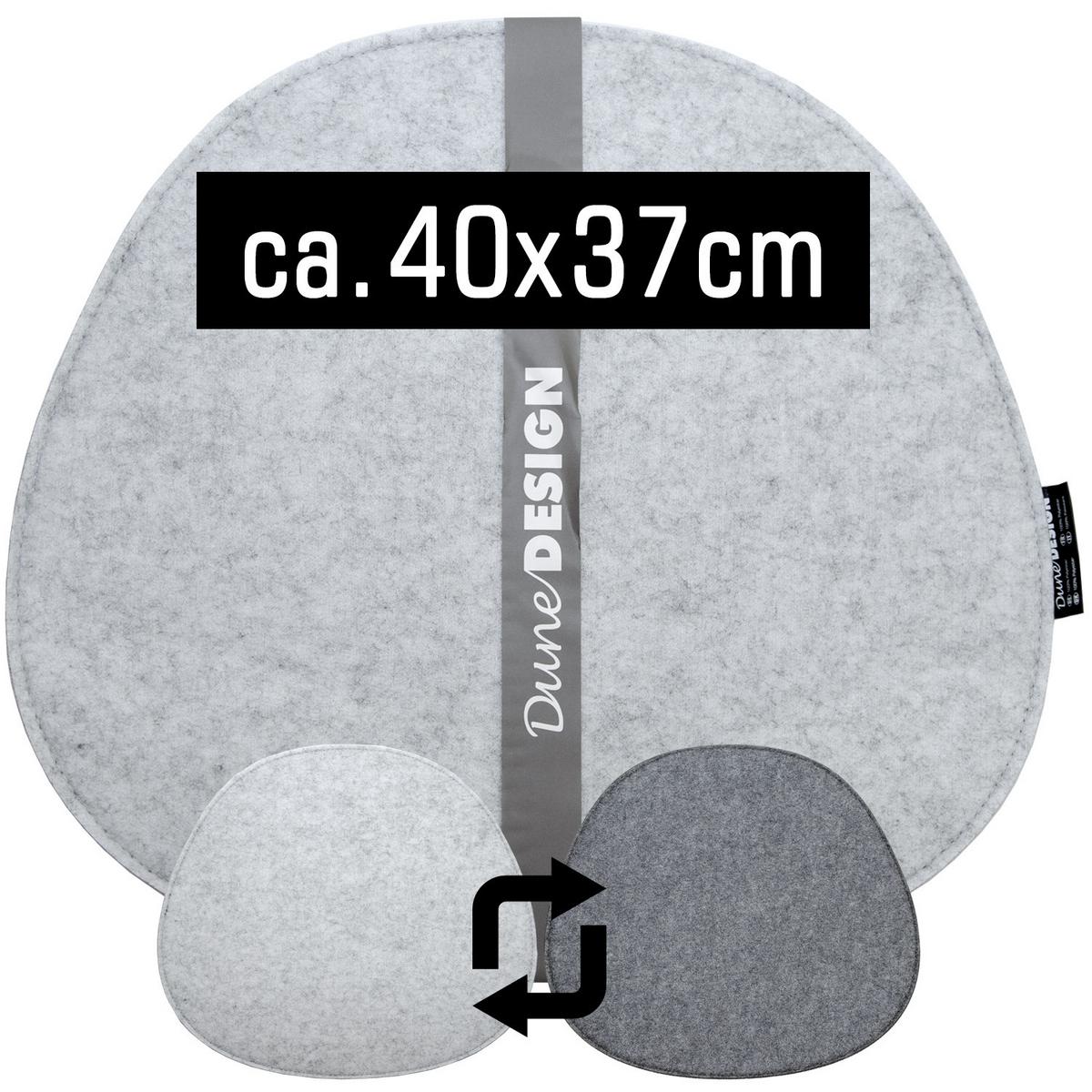 FILZ-SITZKISSEN zum Wenden, 2er Set 40/37/2,5 cm, Grau - Grau, Kunststoff (40/37/1cm) - Dunedesign