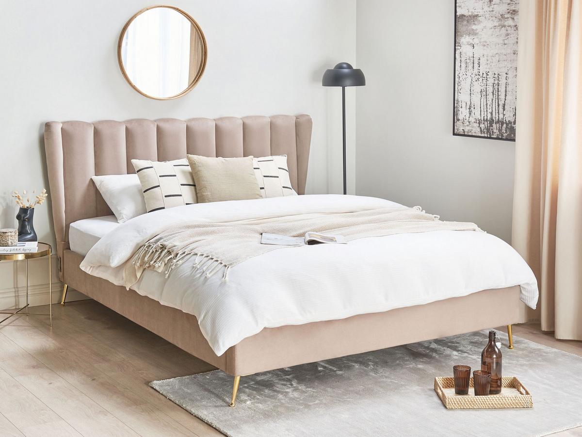 POLSTERBETT 160/200cm Taupe Miribel - Taupe, Textil (160/200cm) - Beliani