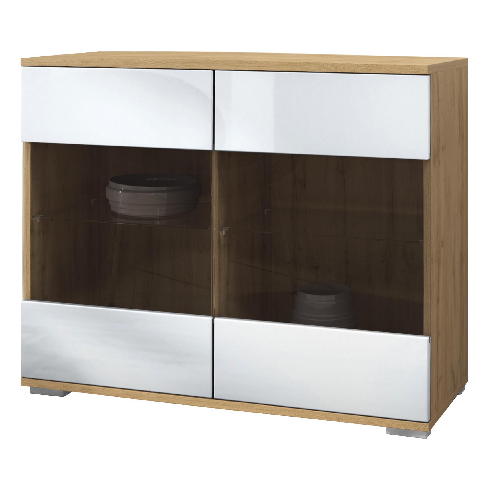 KOMMODE Bari Weiß Hochglanz - Weiß Hochglanz, Holzwerkstoff (92.5/75.5/35cm) - Vladon