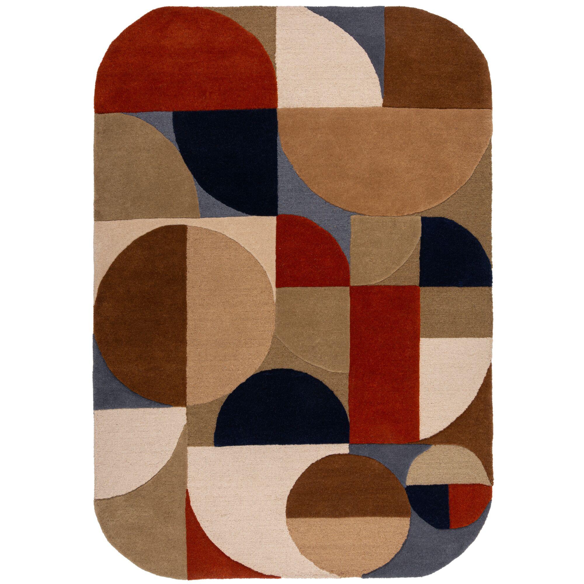 WOLLTEPPICH HALLEIN, geometrisch, Terrakotta-Bunt, 120 x 170 cm - Orange, Textil (120/170cm) - KADIMA DESIGN