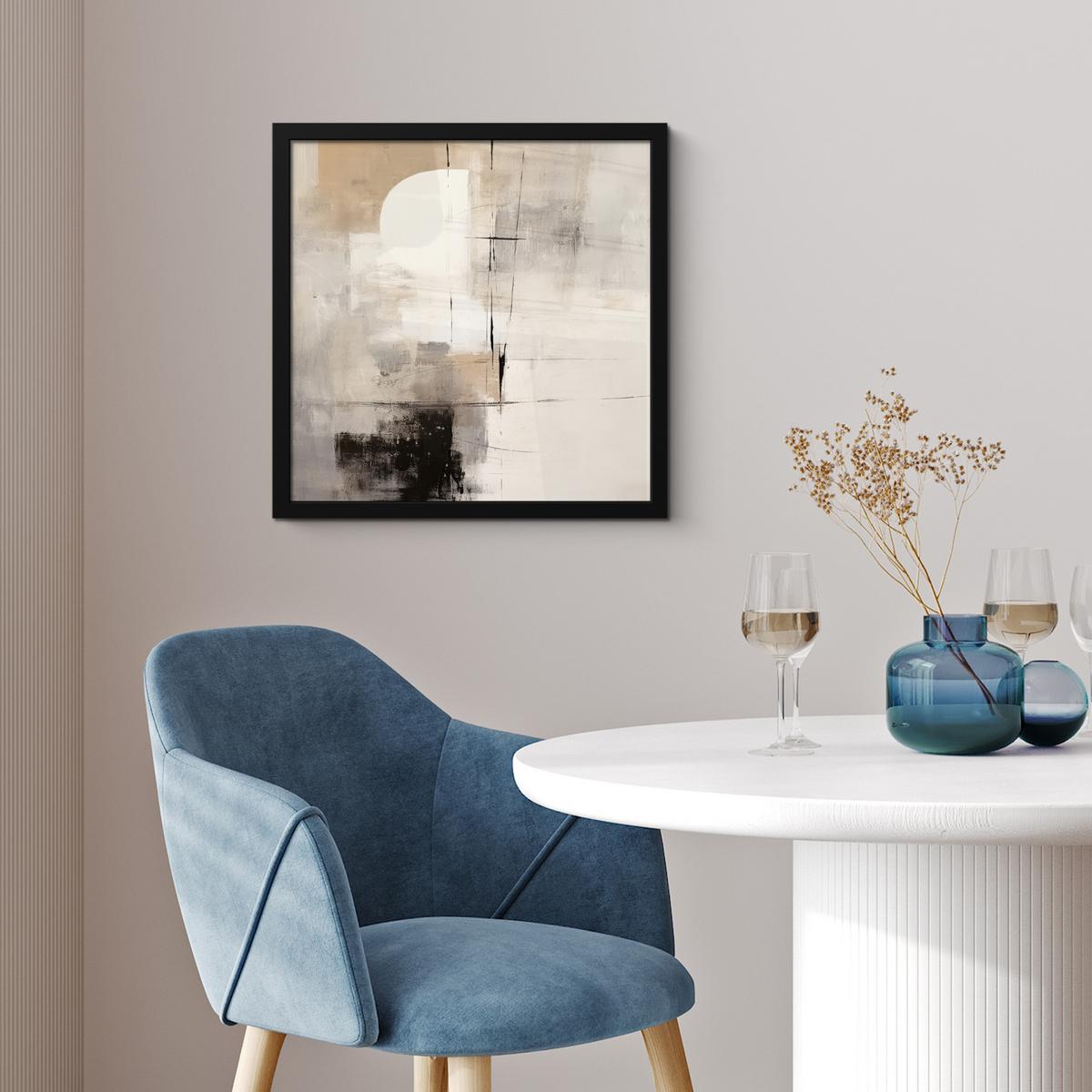 POSTER MIT RAHMENGERAHMTES BILD Abstrakt - Kunst - Grau 40x40 cm - Hellgrau, Papier (40/40cm) - MuchoWow