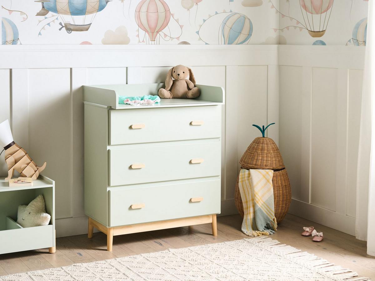 WICKELKOMMODE QUILPIE Hellgrün - Hellgrün, Holzwerkstoff (80/102/50cm) - Beliani