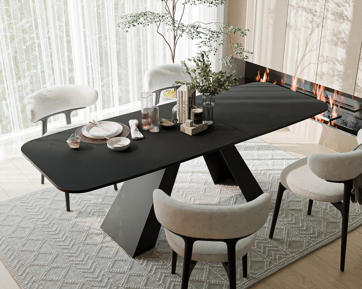 AUSZIEHTISCH ZENITH 180/90/76 cm mit Metallgestell, Schwarz - Schwarz, Holzwerkstoff/Metall (90/180/76cm) - Idohome