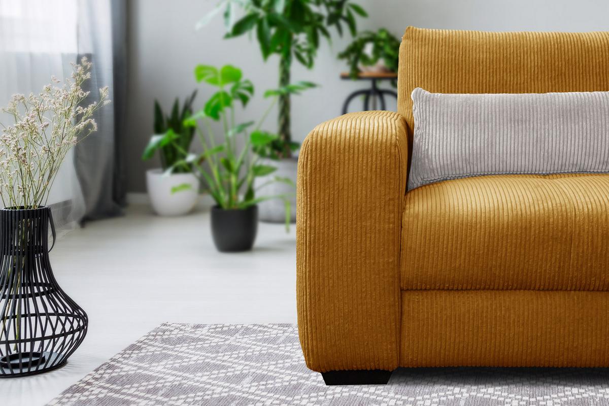 SESSEL OLI in Cordstoff safran - Gelb, Holz/Textil (130/91/108cm) - Wozimo