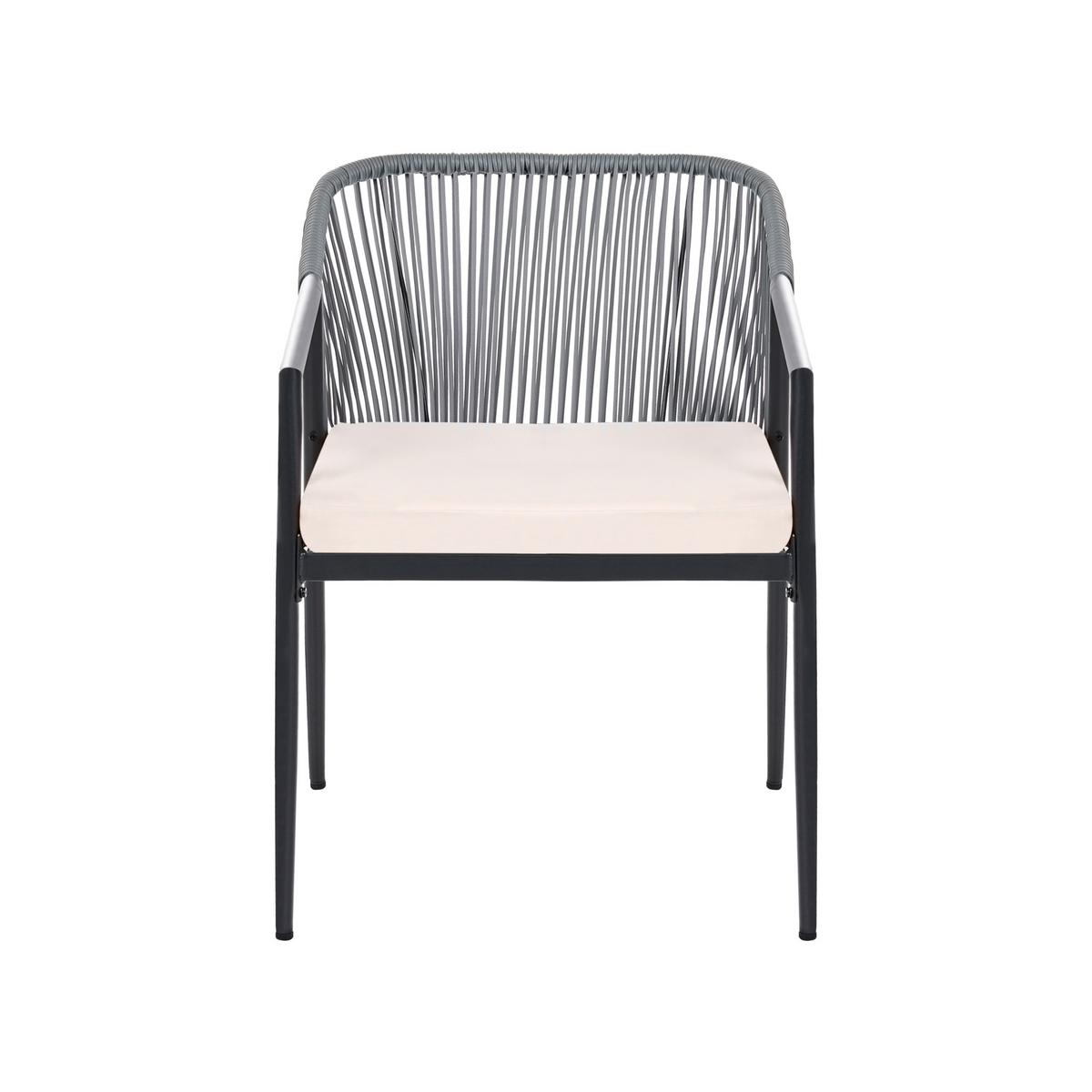 LOUNGE-SET mit Tisch 4-Sitzer Polyrattan Schwarz Flero - Dunkelgrau/Beige, Kunststoff - Beliani