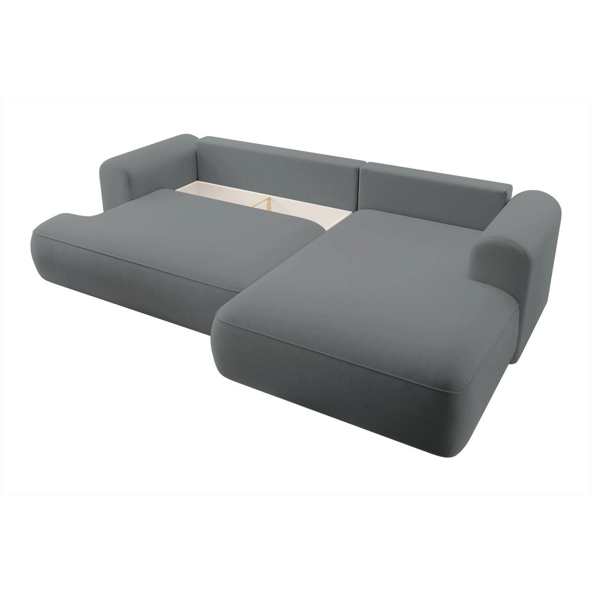 ECKSOFA Ovo Dunkelgrau Samt - Dunkelgrau/Schwarz, Kunststoff/Textil (165/260cm) - Selsey