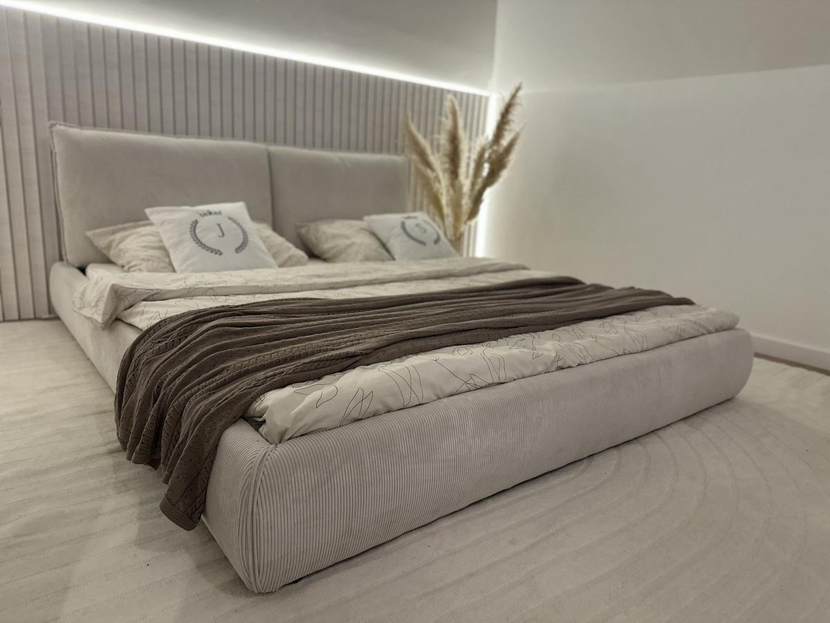 POLSTERBETT Beige Vinay - Beige, Textil (180/200cm) - Beliani