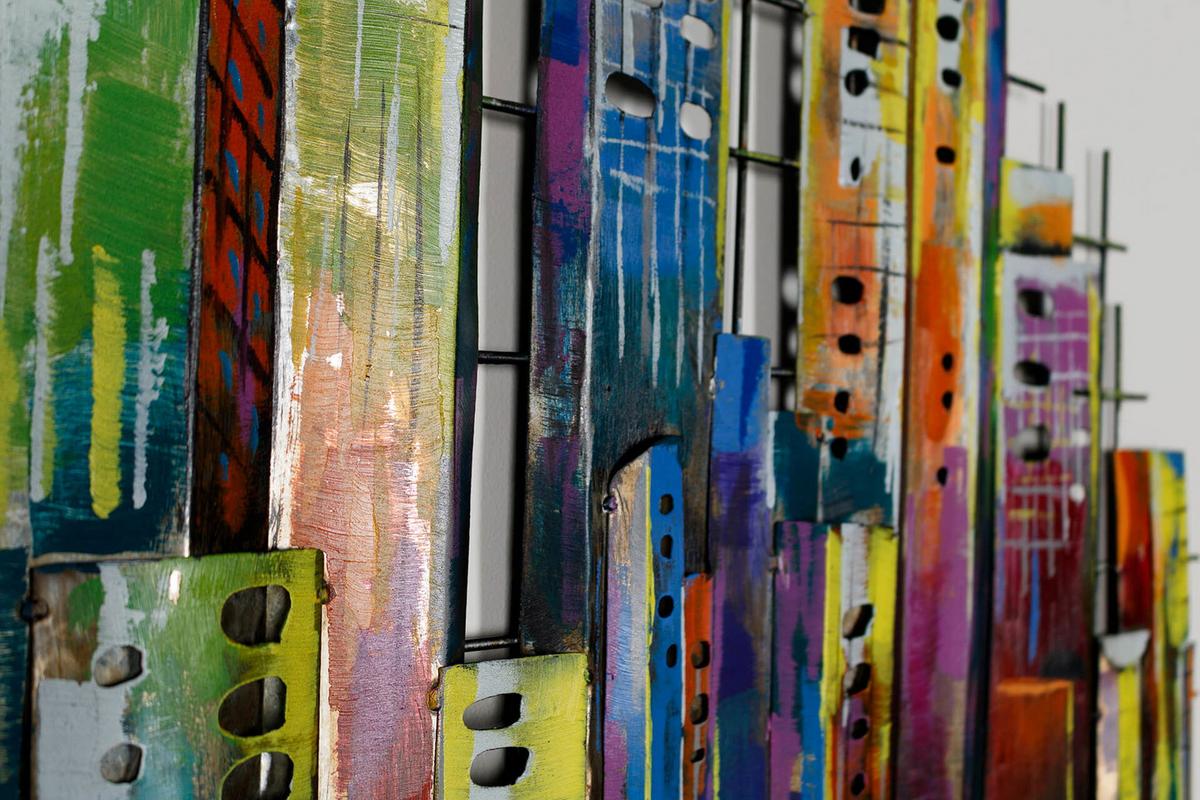 WANDDEKO Bunt 120/60 cm - Multicolor, Metall (3/60/3cm) - KUNSTLOFT