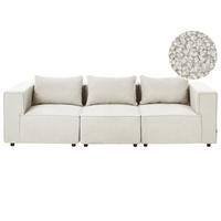 3-SITZER-MODULSOFA Cremeweiß Bouclé Axebo - Creme, Textil (258/93/94cm) - Beliani
