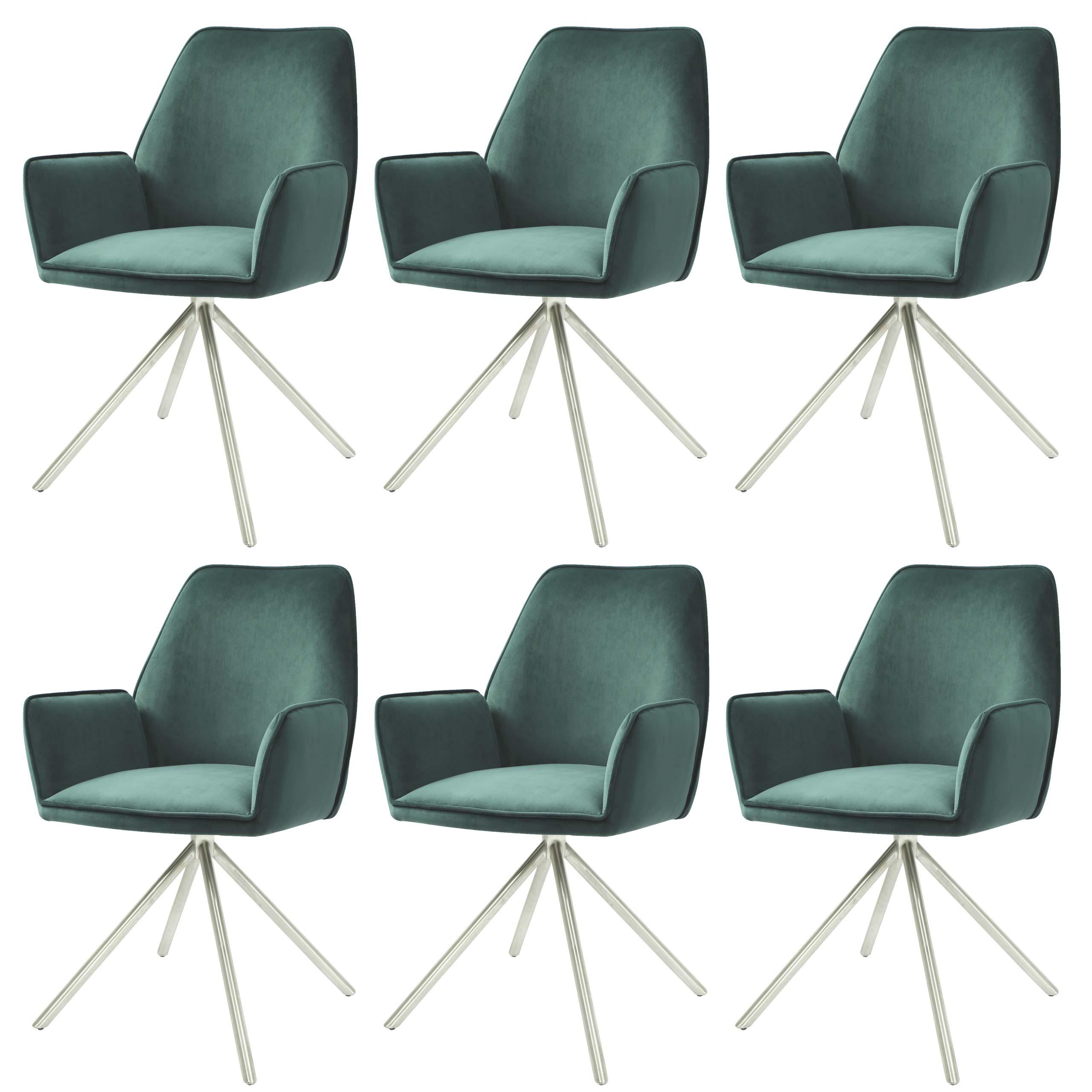ESSZIMMERSTUHL Grün, Silber 6er-Set - Silberfarben/Grün, Textil (60/86/60cm) - MCW