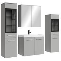 BADMÖBEL-SET Mirano 5 Teile Grau Matt - 60 x 35 x 51 cm - Grau, Holz (60/47/35cm) - Badplaats