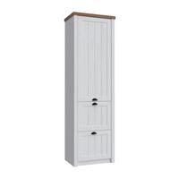 SCHRANK 1 Tür Léandre Weiß und Holz - Weiß, Holzwerkstoff (60.3/205/42cm) - Petits-meubles