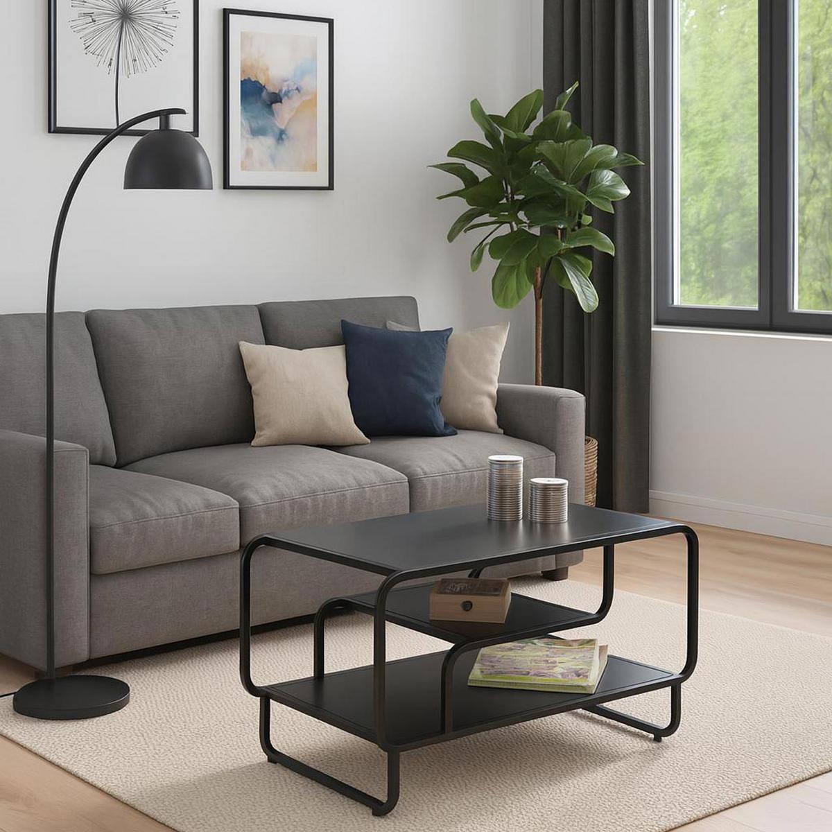 COUCHTISCH rechteck Schwarz - Schwarz, Metall (40/80/45cm) - MCW
