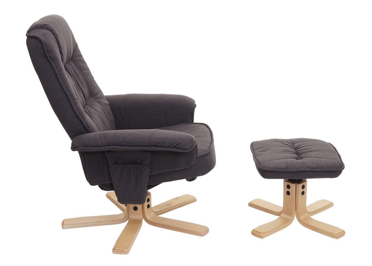 RELAXSESSEL MIT HOCKER Anthrazit - Anthrazit, Textil (80/100/70cm) - MCW