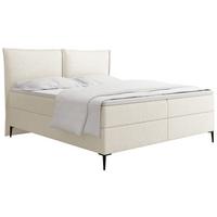 BOXBETT Calio Rise mit Bettkasten, Creme Chenille 120x200 cm – inkl. H4 Taschenfederkern Matratze & Foam Topper - Creme/Schwarz, Holz/Holzwerkstoff (120/200cm) - WFL GROUP