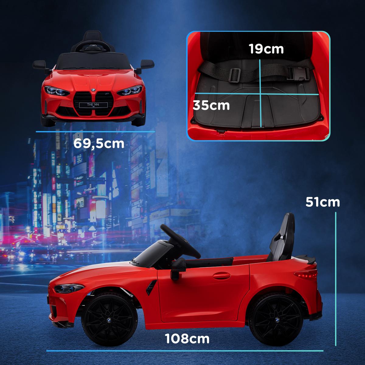 KINDER Elektroauto 12V Kinderfahrzeug mit 2,4G-Fernbedienung, 3-5 km/h, Rot - Rot, Metall (108/69.5/51cm) - AIYAPLAY
