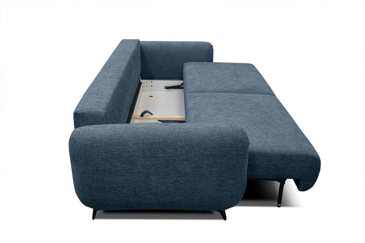 SOFA DRAKE 3-Sitzer mit Schlaffunktion, dunkelblau - Dunkelblau/Braun, Holz/Textil (232/90/107cm) - Wozimo