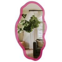 SPIEGEL 90x45 cm asymmetrisch mit Druck - Intensives Rosa - Transparent, Glas (45/90/0.4cm) - TULUP
