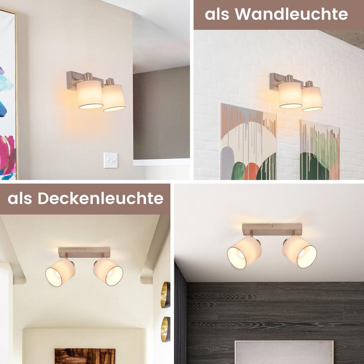 DECKENSTRAHLER Brand 2-flammig 25/11/21 cm - Silberfarben, Textil (25/11/21cm) - Nettlife