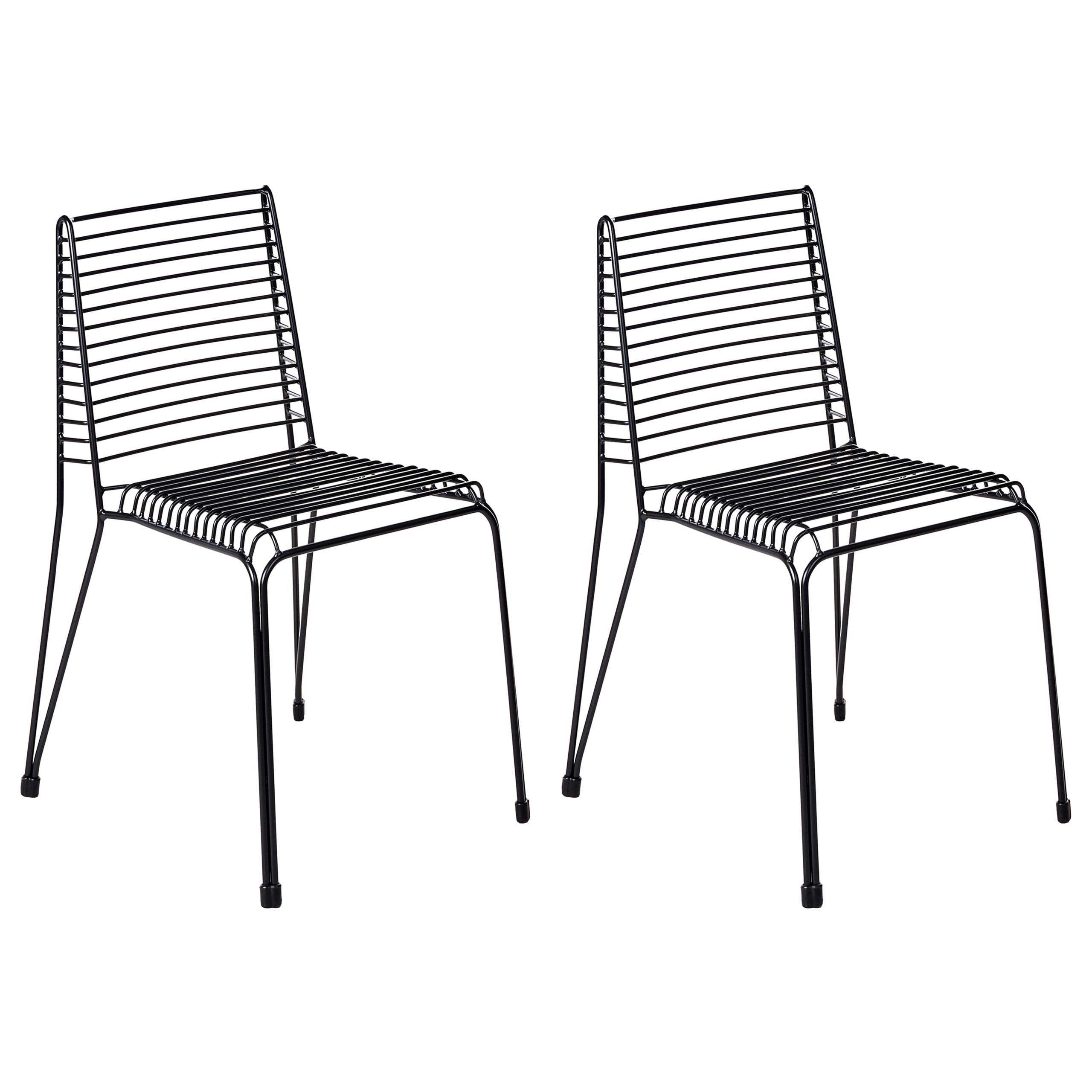 GARTENSTUHL 2er-Set Metall Schwarz Chieve - Schwarz, Metall (49/80/57cm) - Beliani