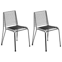 GARTENSTUHL 2er-Set Metall Schwarz Chieve - Schwarz, Metall (49/80/57cm) - Beliani