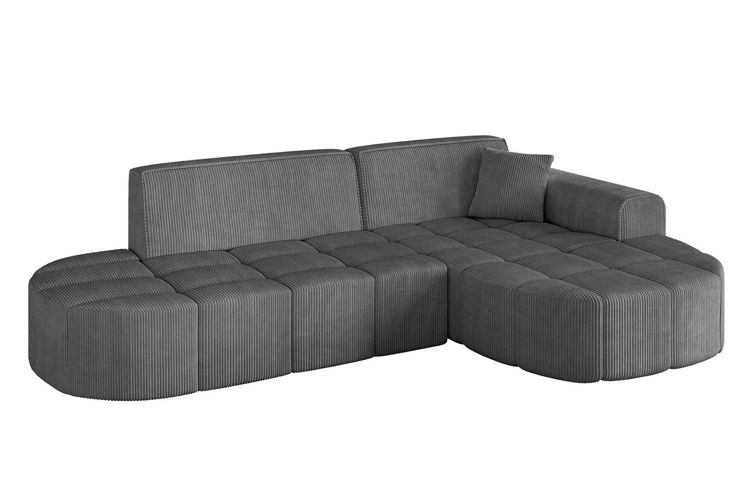 ECKSOFA Ottomane Rechts LIVO-L1 - 252x173x79,5 cm Dunkelgrau - Dunkelgrau, Holzwerkstoff/Textil (252/173cm) - ALTDECOR