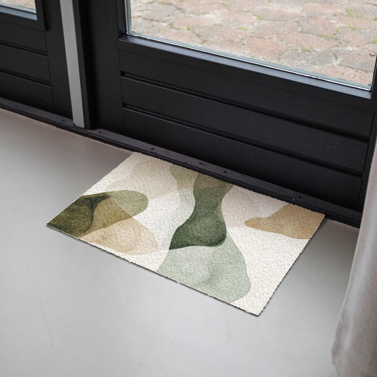 FUSSMATTE Japandi - Abstrakt - Grün Schmutzfangmatte 60x40 cm - Multicolor, Kunststoff (60/0.4cm) - MuchoWow
