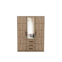 DREHTÜRENSCHRANK FIORA 149/200/57,5 cm 3-türig mit Spiegel Eiche Artisan - Eiche Artisan, Holzwerkstoff (149/200/57.5cm) - MASSENO