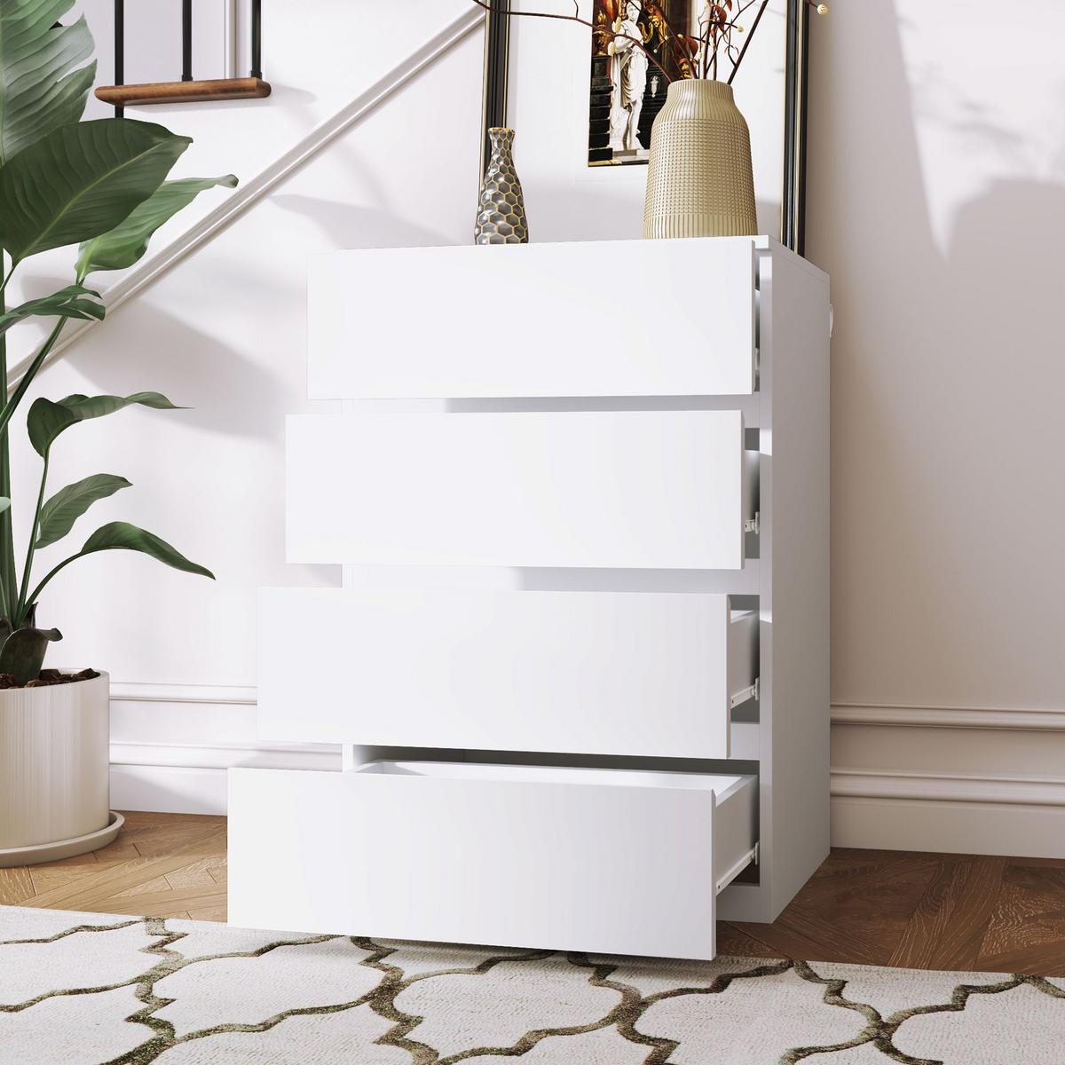 SCHUBLADENSCHRANK, MDF, Weiß, 55 x 33 x 80 cm - Weiß, Metall (33/80/55cm) - HOMCOM