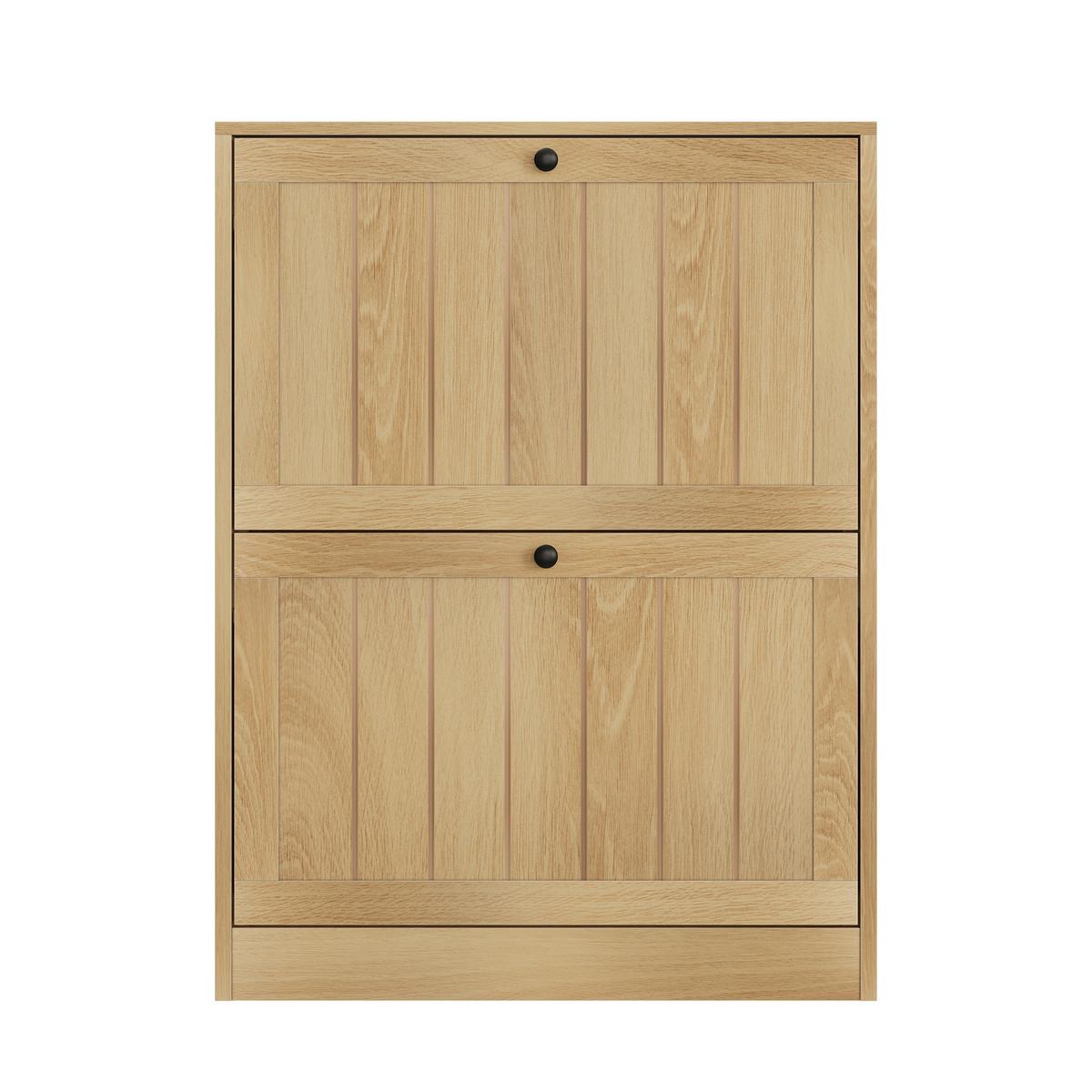 SCHUHESCHRANK Eichenfarben Mit 2 Kippfächern Mid-Century - Eichefarben, Holzwerkstoff (60/80/24cm) - Urban Meuble