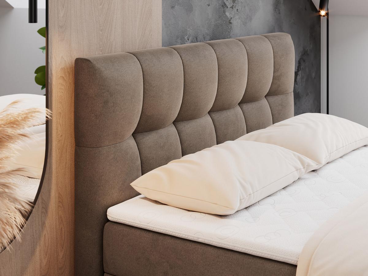 BOXBETT RICO 140/200 Braun Velvet - H3 - Braun, Holz/Textil (140/200cm) - MKS