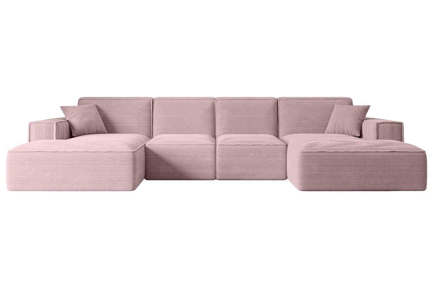 WOHNLANDSCHAFT SIERRA-U - 349x169x80 cm Rosa Cord - Schwarz/Rosa, Holzwerkstoff/Kunststoff (349/80/169cm) - ALTDECOR