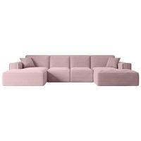 WOHNLANDSCHAFT SIERRA-U - 349x169x80 cm Rosa Cord - Schwarz/Rosa, Holzwerkstoff/Kunststoff (349/80/169cm) - ALTDECOR