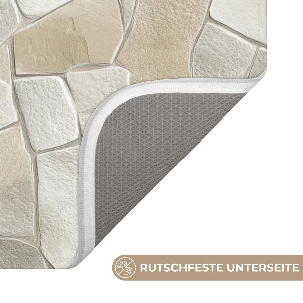 BADEMATTE Mosaik - Steine - Beige 60x90 cm - Beige/Creme, Textil (60/90cm) - OnlyWow