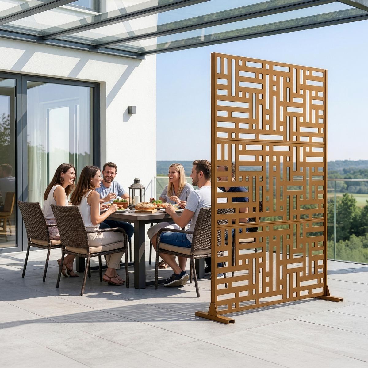 TRENNWAND Bernalda - Braun, Metall (120/180cm) - casa.pro