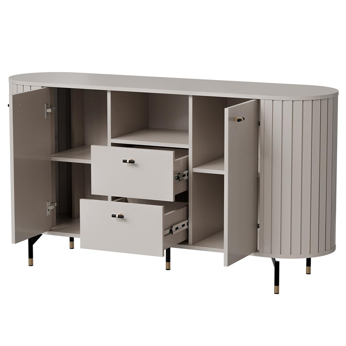 KOMMODE Zalia mit 2 Türen und 2 Schubladen, 150 cm, im Retro-Stil, Kaschmir - Kaschmir, Holzwerkstoff (150/81/40cm) - Beautysofa